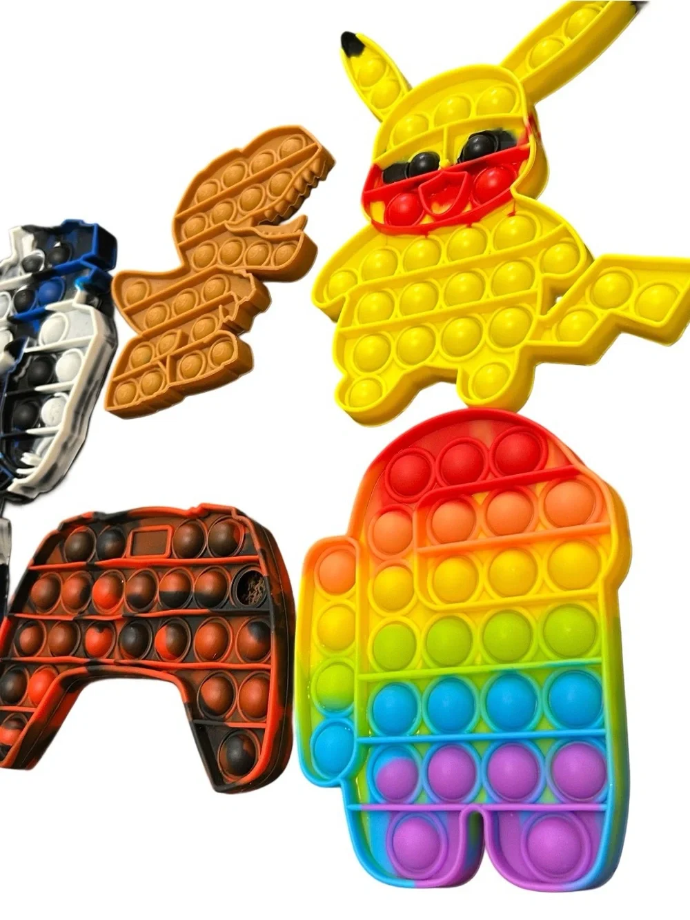 Lot of 7 Fidget Toys Bundle Large Pop Its Sensory Stress Relief Pikachu Among Us